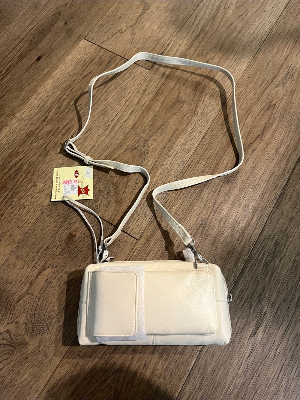 ILI vintage Cream Genuine Leather cross body purse